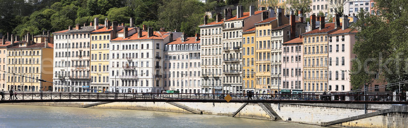 Foto stock: Passarela · colorido · edifícios · Lyon · cidade · viajar