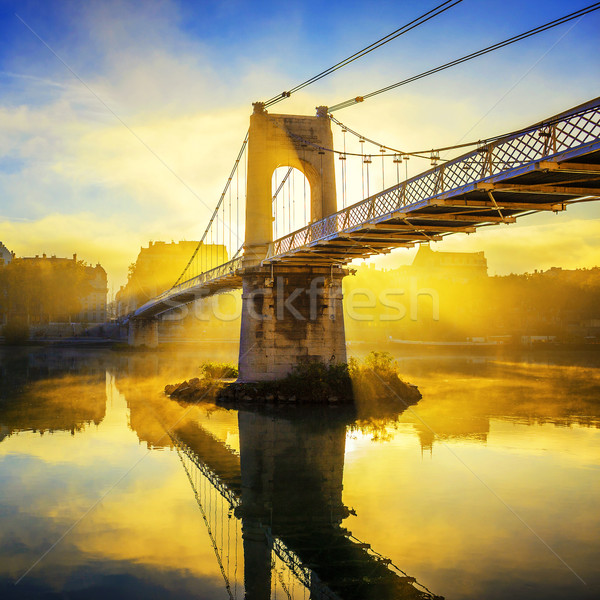 Amanecer universidad puente peatonal Lyon ciudad Francia Foto stock © vwalakte