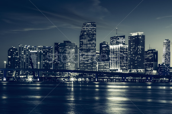 Miami panorama crepúsculo urbano arranha-céus Foto stock © vwalakte
