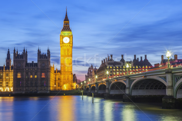 Big Ben ev parlamento gece Londra Büyük Britanya Stok fotoğraf © vwalakte