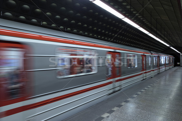 Prága metró vonat állomás szolgáltatás építészet Stock fotó © vwalakte