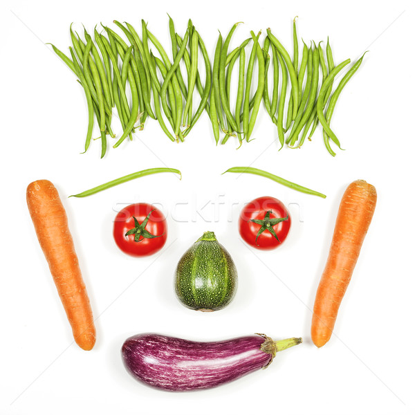 Fata fericit legume alb alimente ochi faţă Imagine de stoc © vwalakte