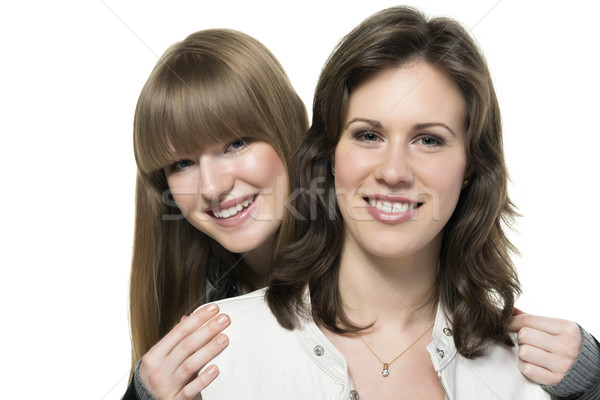 Dos mujer chaqueta de cuero retrato feliz rubio Foto stock © w20er