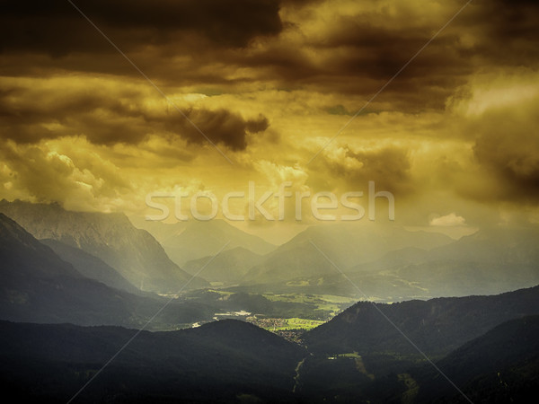 View from Herzogstand to dark storm clouds Stock photo © w20er