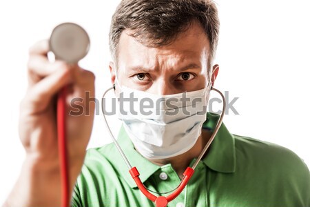 Desesperado médico verde camisa mascarilla quirúrgica negocios Foto stock © w20er