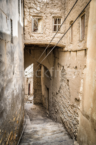 Schmal Gasse Schlamm Bild Oman Himmel Stock foto © w20er