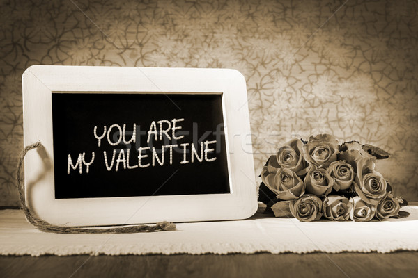Blackboard Valentijn sepia afbeelding bericht mijn Stockfoto © w20er