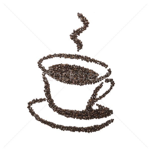 Grão de café copo imagem xícara de café grãos de café isolado Foto stock © w20er