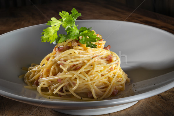 Plate spaghetti carbonara Stock photo © w20er