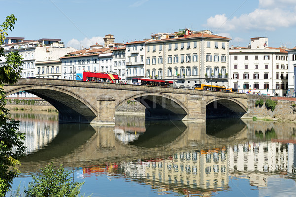 Domów rzeki Florencja obraz Włochy jesienią Zdjęcia stock © w20er