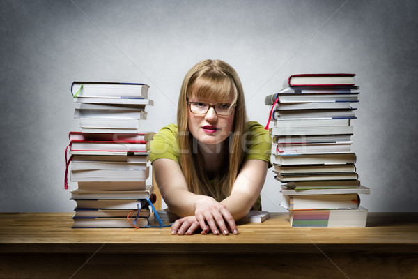 Overworked female student Stock photo © w20er