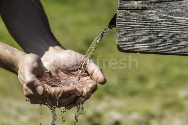 Thirsty Hands taking water from well Stock photo © w20er