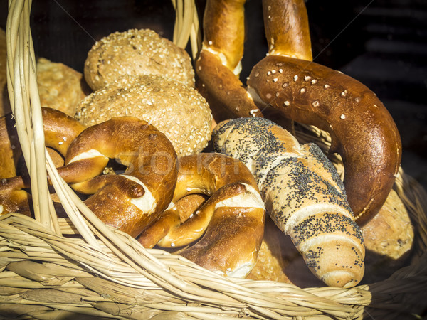 Basket with bread and bretzel Stock photo © w20er