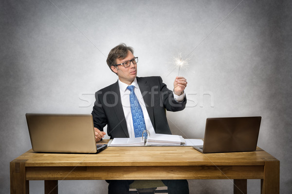 üzletember csillagszóró kép iroda kéz férfi Stock fotó © w20er