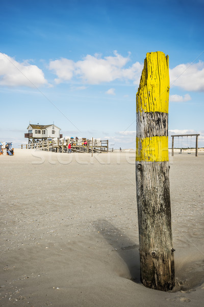 Look at building of sandy beach St. Peter-Ording Stock photo © w20er