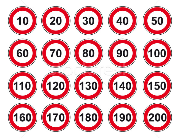 Vektör ayarlamak imzalamak hız limiti yol işareti Stok fotoğraf © w20er