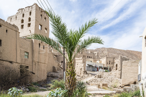 Gebäude Schlamm Bild Oman Himmel Landschaft Stock foto © w20er