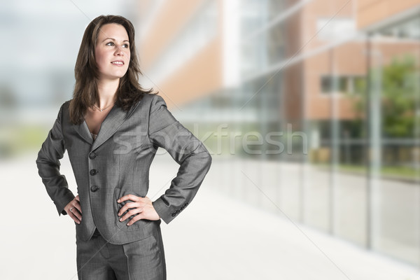 Mulher de negócios escritório cinza terno prédio comercial mulher Foto stock © w20er