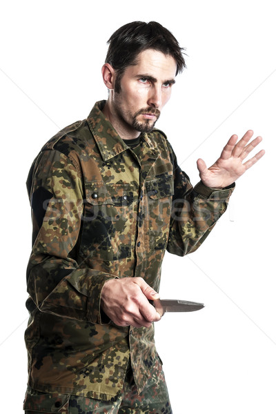 Selbstverteidigung Ausbilder Messer männlich Tarnung Ausübung Stock foto © w20er