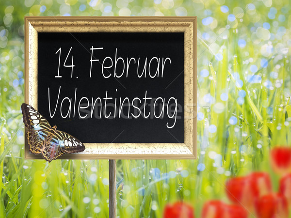 Chalkboard with german text 14. Februar Valentinstag Stock photo © w20er