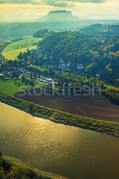 View to Lilienstein in Saxon Switzerland Germany on evening mood Stock photo © w20er