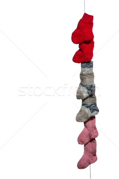 Stockfoto: Lijn · baby · sokken · witte · Blauw · Rood