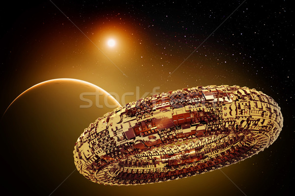 Univers spaţiu navă ilustrare planete cer Imagine de stoc © w20er