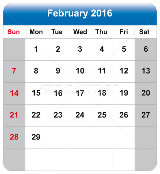 Calendar sheet February 2016 Stock photo © w20er