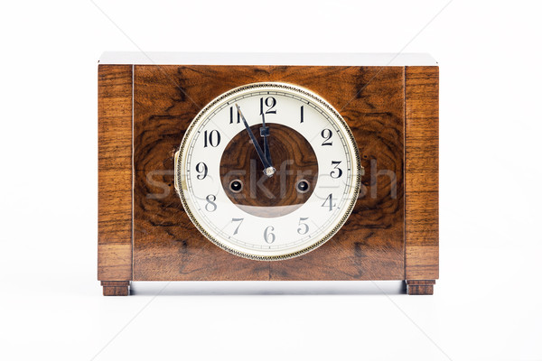 Istoric lemn ceas imagine alb faţă Imagine de stoc © w20er