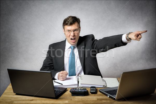 Zangado homem de negócios escritório imagem terno gritando Foto stock © w20er