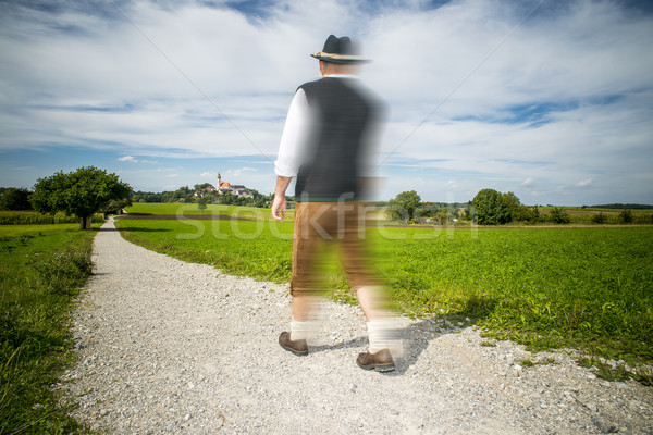 Traditional Bavarian man is running Stock photo © w20er
