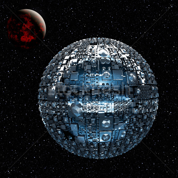Univers spaţiu batalie navă ilustrare planete Imagine de stoc © w20er