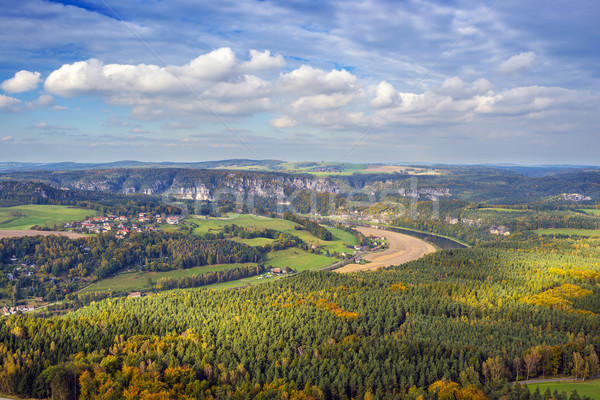 Stock photo: Landscape with river Elbe in Saxony Switzerland