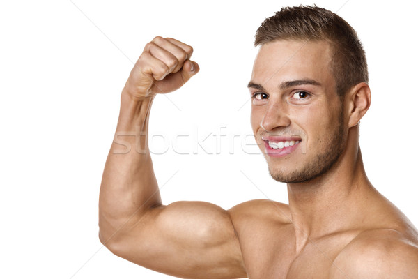 Stock fotó: Bicepsz · izom · fiatalember · fiatal · sportos · férfi