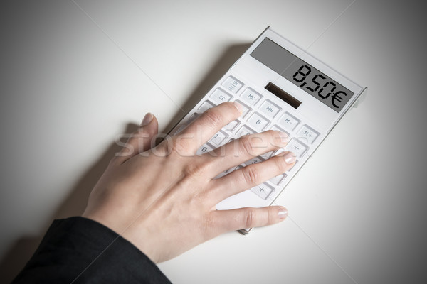 Női kéz számológép bér papír munka Stock fotó © w20er