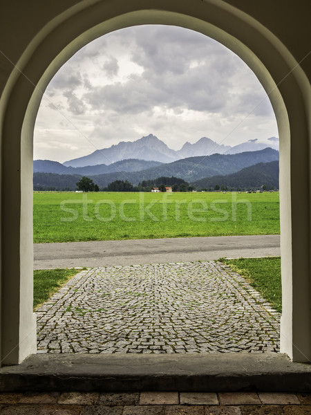 Berge Bild Fuß Tür Kirche Natur Stock foto © w20er