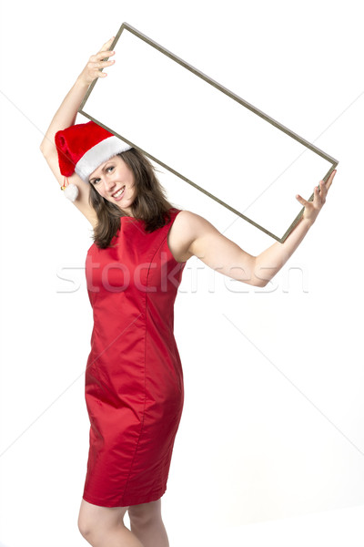 Noel baba kadın tahta kafa genç kadın Stok fotoğraf © w20er