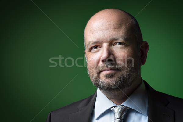 Stockfoto: Aangenaam · zakenman · afbeelding · zakenman · kaal · hoofd