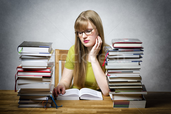 young woman is reading book Stock photo © w20er