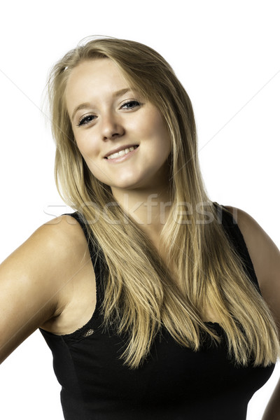 Laughing blond girl with blue eyes Stock photo © w20er