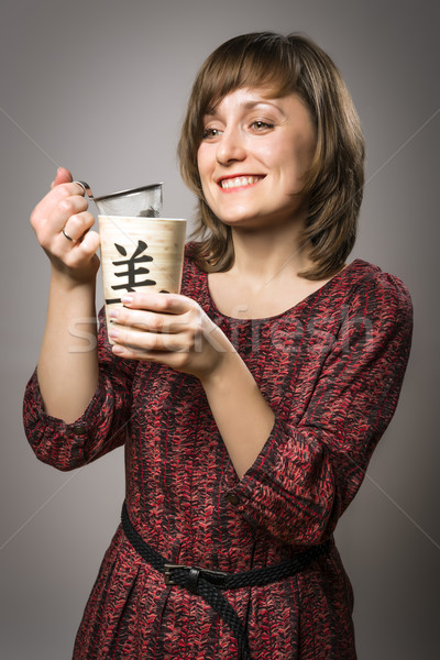 Woman prepares tea Stock photo © w20er