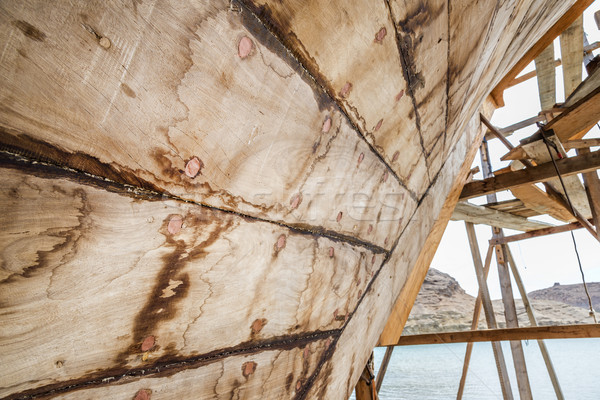 Omán hagyományos égbolt fa építkezés tenger Stock fotó © w20er