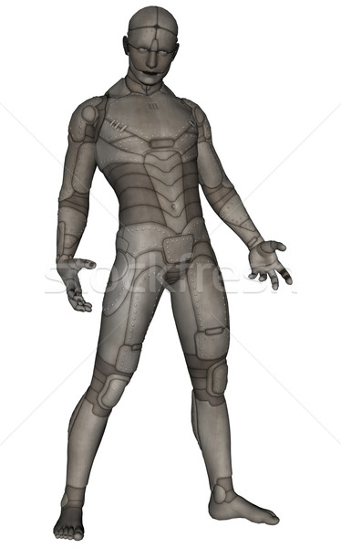 Titanium man 3D gerenderd scifi witte Stockfoto © Wampa