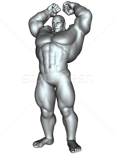 Bodybuilder actie pose 3D gerenderd afbeelding Stockfoto © Wampa