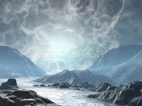 Fantasy gruntów 3D świadczonych krajobraz pioruna Zdjęcia stock © Wampa