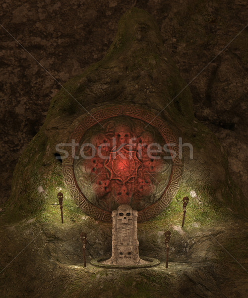 Czaszki jaskini 3D świadczonych ciemne martwych Zdjęcia stock © Wampa