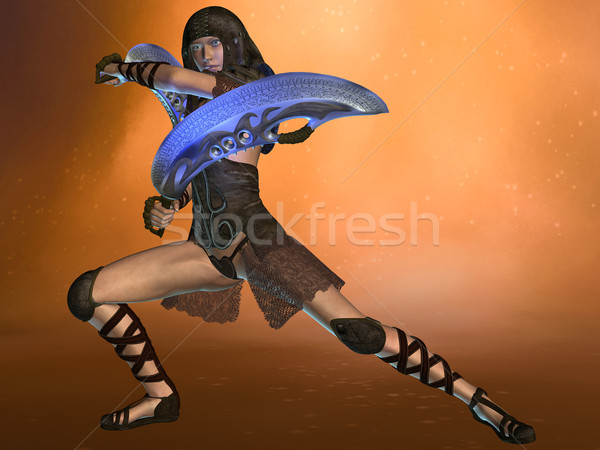 Kobieta wojownika 3D świadczonych fantasy egzotyczny Zdjęcia stock © Wampa