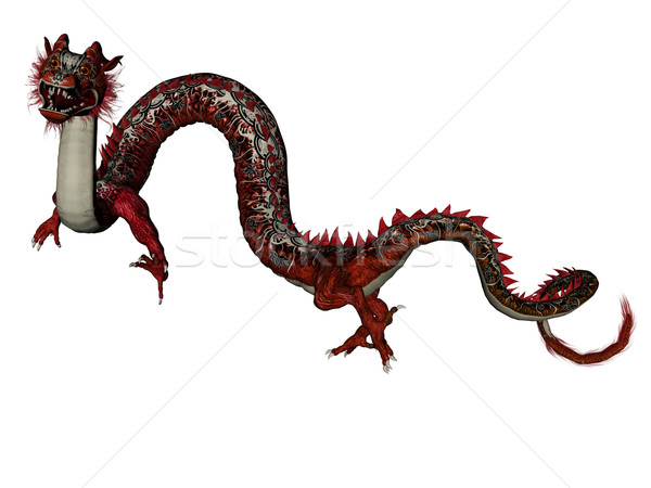 Китайский дракон 3D оказанный изолированный белый власти Сток-фото © Wampa
