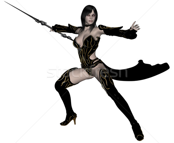 женщину эльф воин копье 3D оказанный Сток-фото © Wampa