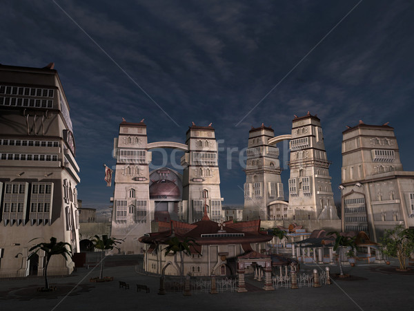 Miasta 3D świadczonych fantasy starożytnych zabytki Zdjęcia stock © Wampa